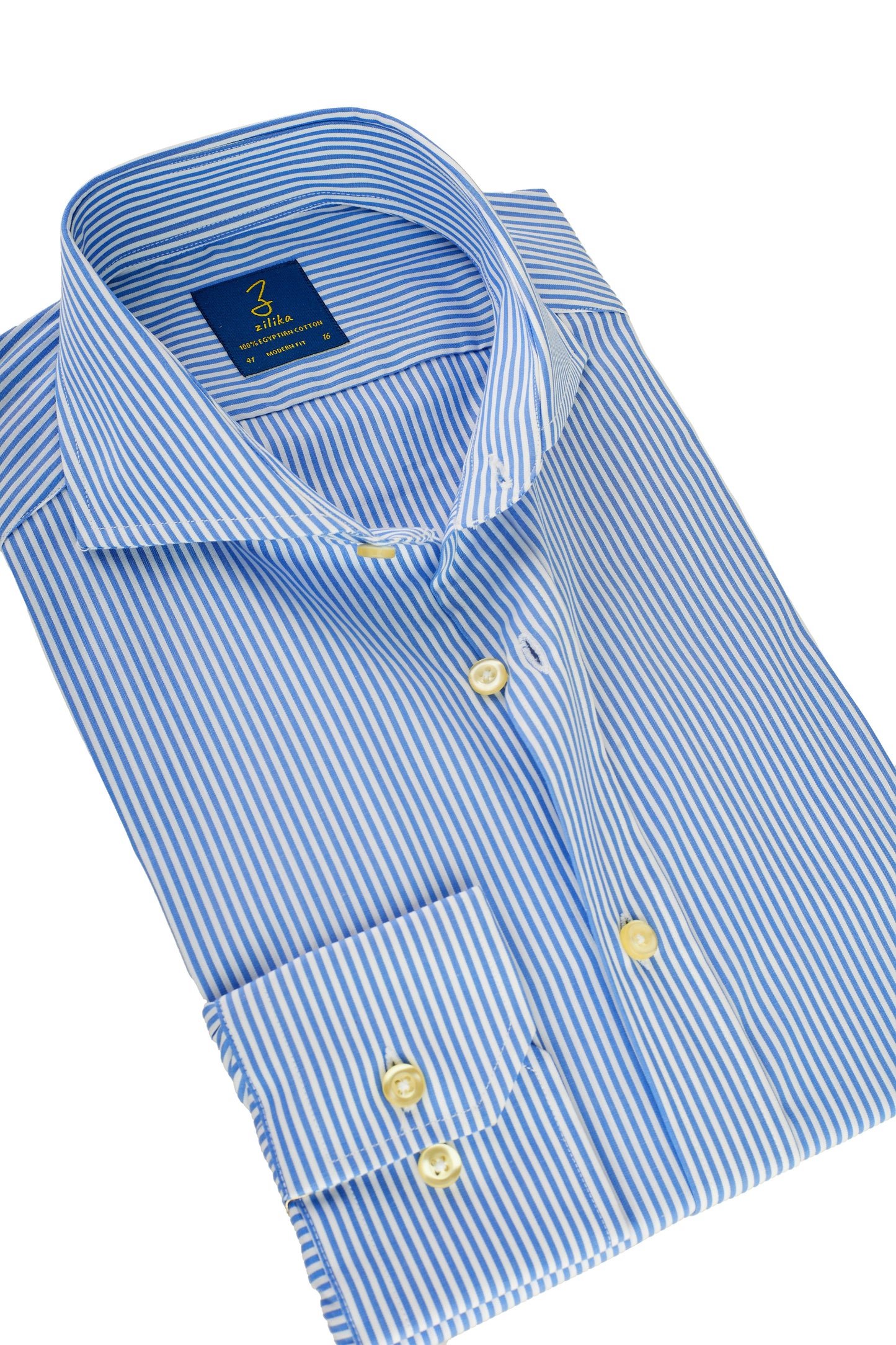Men's Business Shirt - 100% Egyptian Cotton - Striped Light Blue
