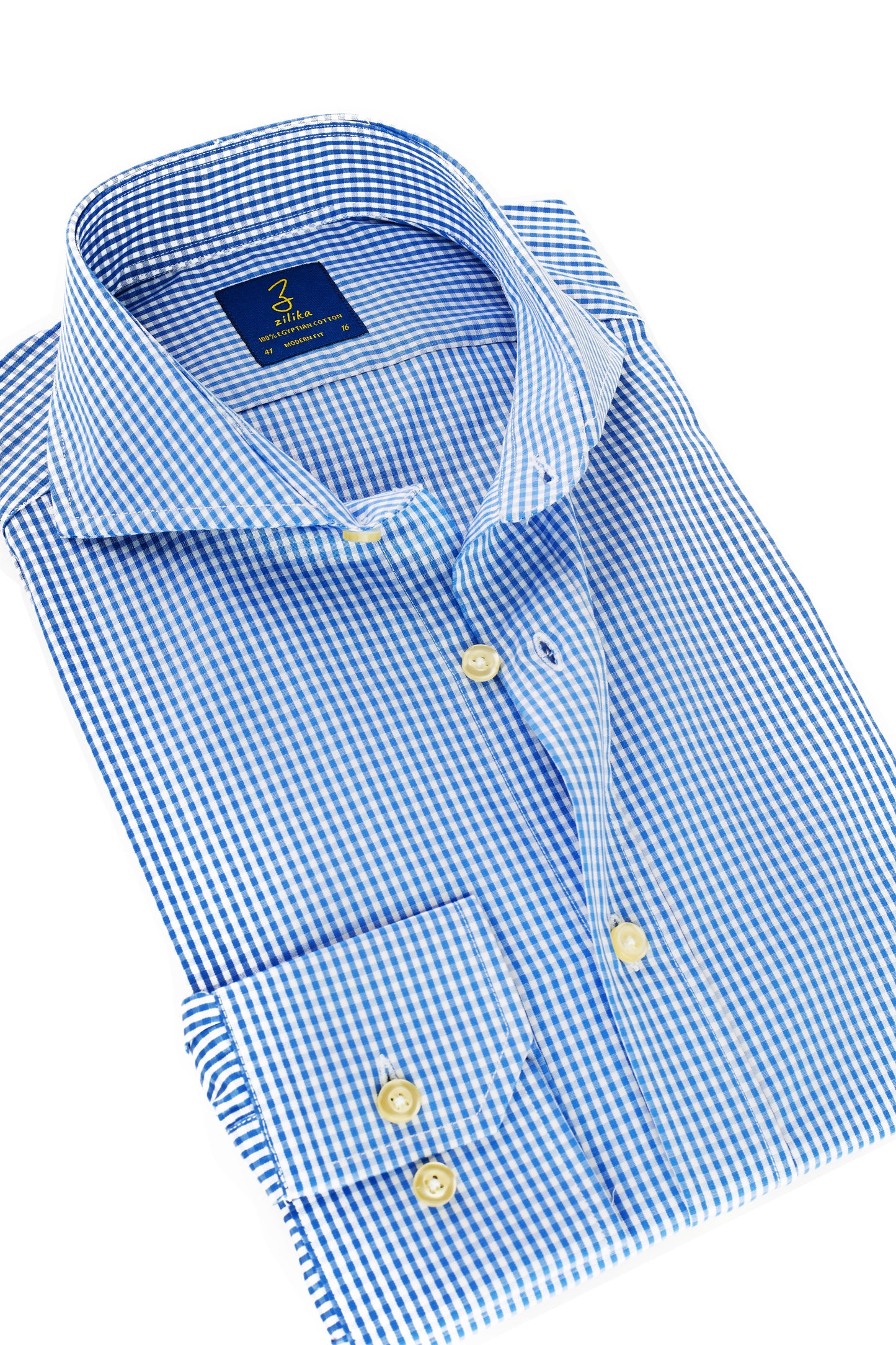 Men's Business Shirt - 100% Egyptian Cotton - Light blue checkered