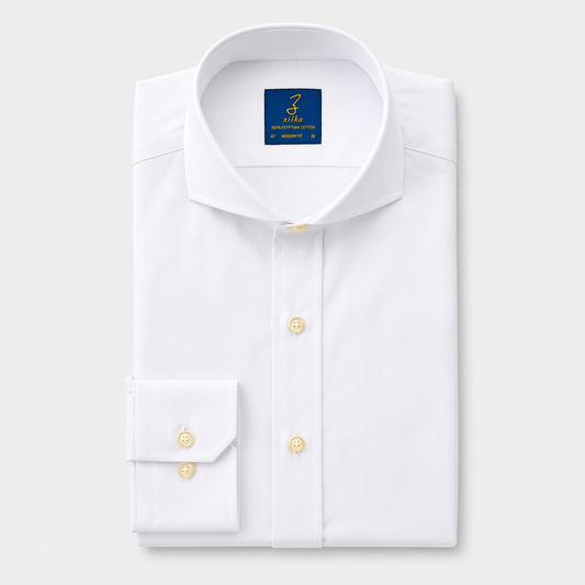 Men's Business Shirt - 100% Egyptian Cotton - Plain White Twill