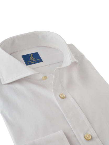 Heren Business Overhemd - 100% Egyptisch Katoen - Effen Wit Poplin