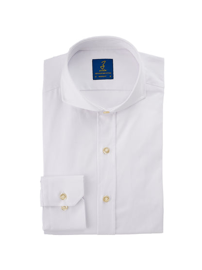 Heren Business Overhemd - 100% Egyptisch Katoen - Effen Wit Twill