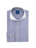 Chemise d'affaires pour hommes, col blanc - 100% coton égyptien - rayée bleu clair