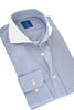 Chemise d'affaires pour hommes, col blanc - 100% coton égyptien - rayée bleu clair