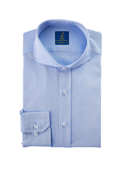 Heren Business Overhemd - 100% Egyptisch Katoen - Effen Blauw