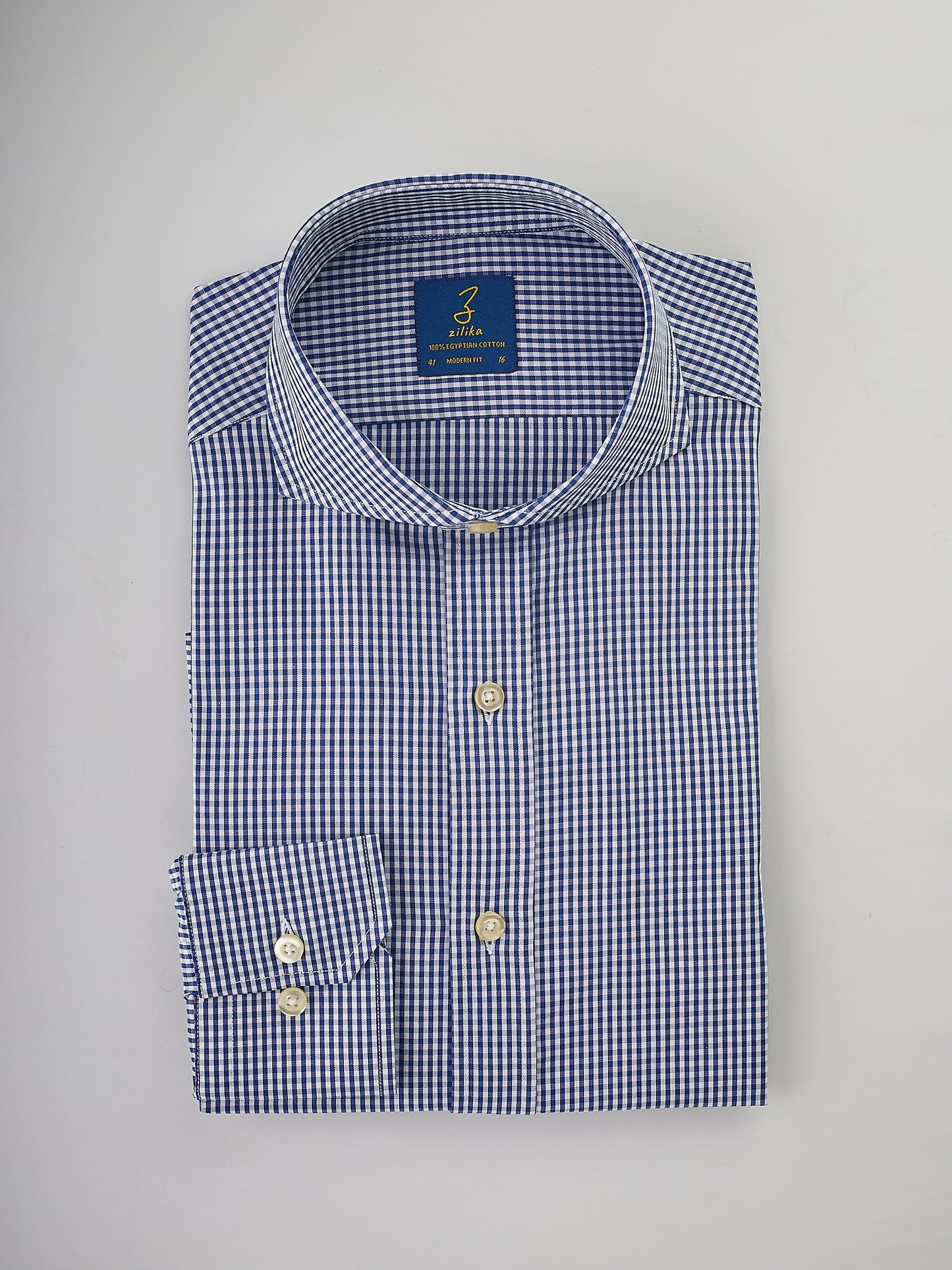 Men's Business Shirt - 100% Egyptian Cotton - Dark blue checkered