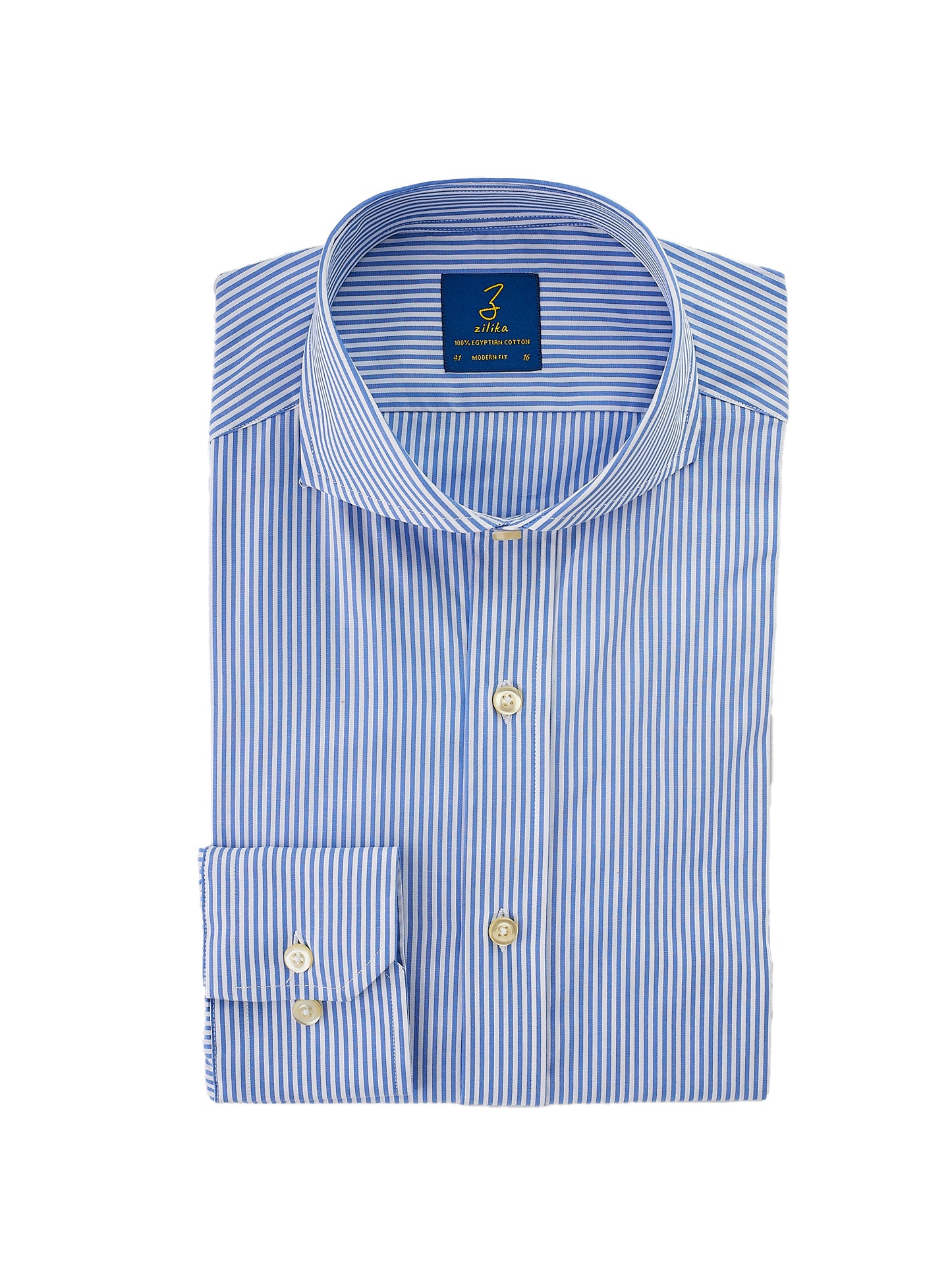Men's Business Shirt  - 100% Egyptian Cotton - Striped Light Blue