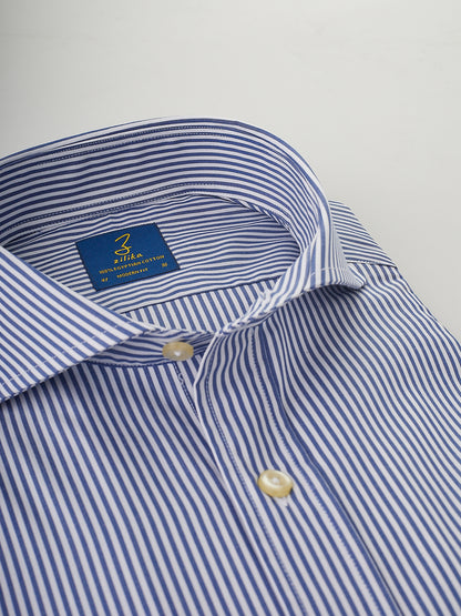 Men's Business Shirt - 100% Egyptian Cotton - Striped Dark Blue