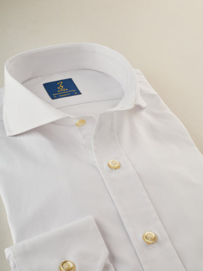 Men's Business Shirt - 100% Egyptian Cotton - Plain White Twill