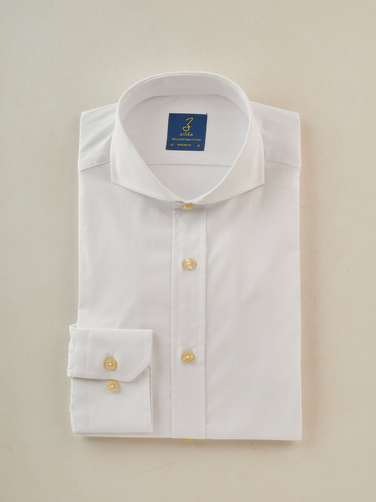 Men's Business Shirt - 100% Egyptian Cotton - Plain White Poplin