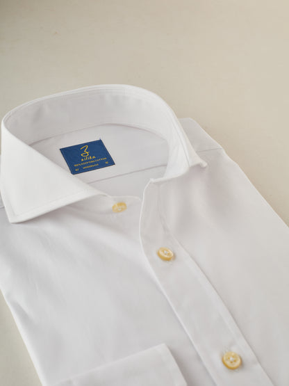 Men's Business Shirt - 100% Egyptian Cotton - Plain White Poplin