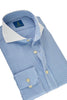 Heren Business Overhemd, Witte Kraag - 100% Egyptisch Katoen - Lichtblauw Geruit