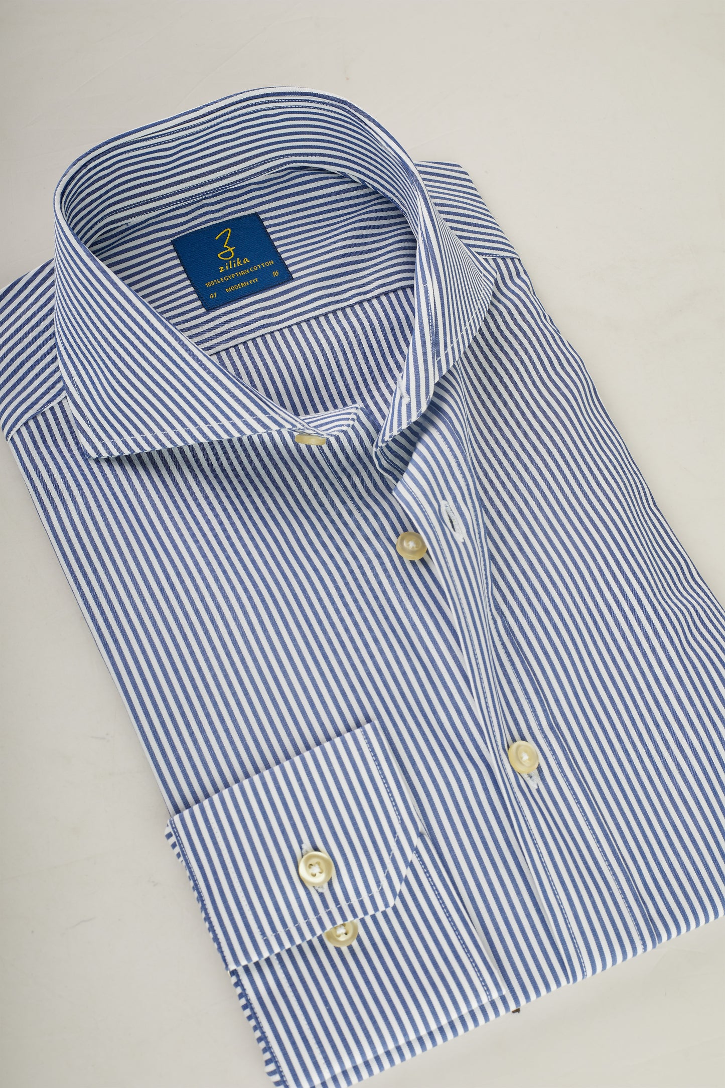 Men's Business Shirt - 100% Egyptian Cotton - Striped Dark Blue