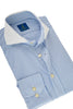 Heren Business Overhemd, Witte Kraag - 100% Egyptisch Katoen - Gestreept Lichtblauw