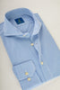 Men's Business Shirt - 100% Egyptian Cotton - Light blue checkered